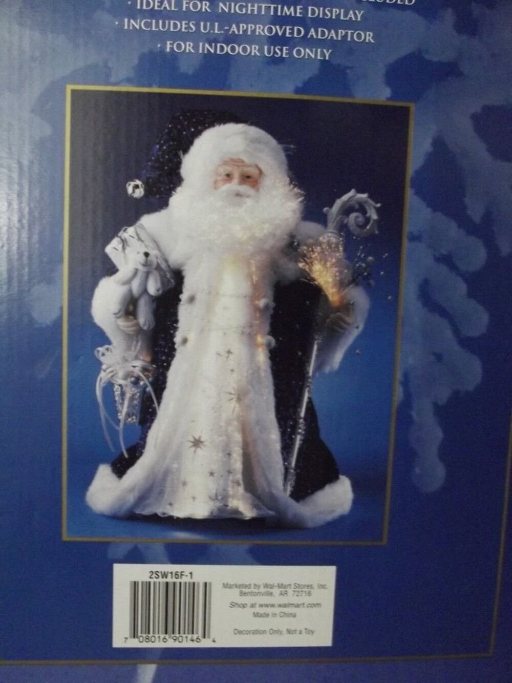 16" Fiber Optic Santa Claus Blue Victorian Father Christmas table-top light up